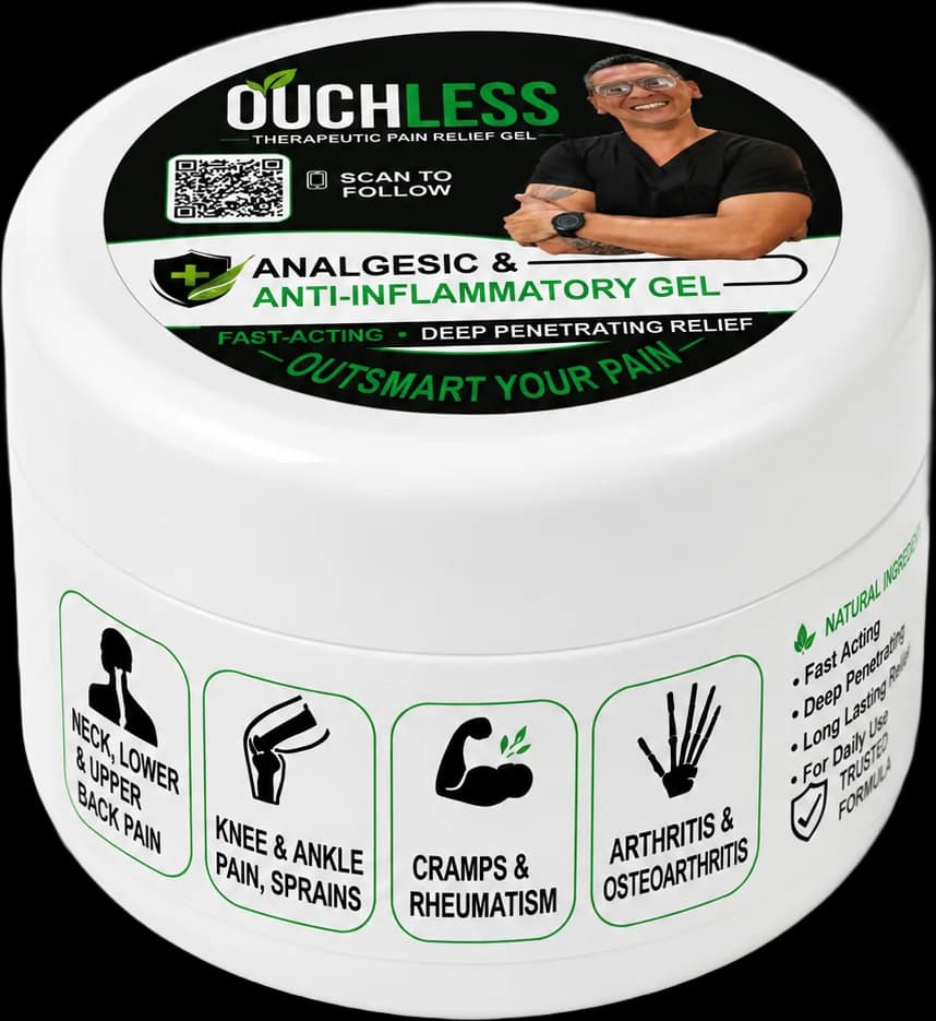 Ouchless Gel jar label with indications